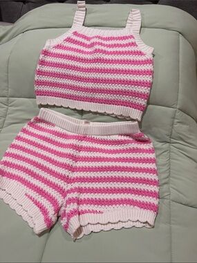 Cat & Jack Pink and White Striped Knit Shorts